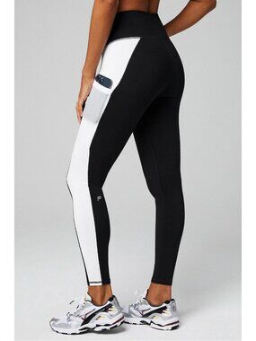 Fabletics Legging On-The-Go PowerHold High-Waisted Black/White Small